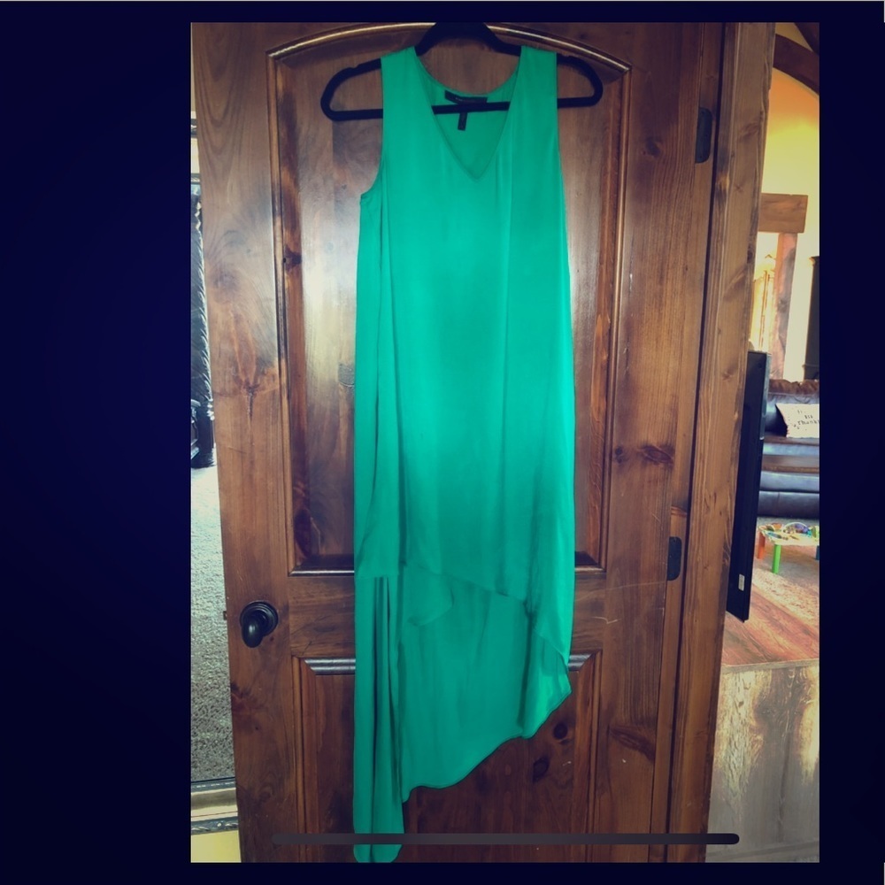 Green Asymmetrical Silk Dress
